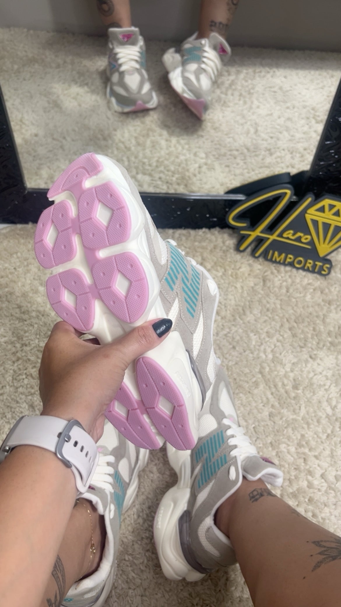 Tênis NB 9060 Cinza/Rosa/Azul