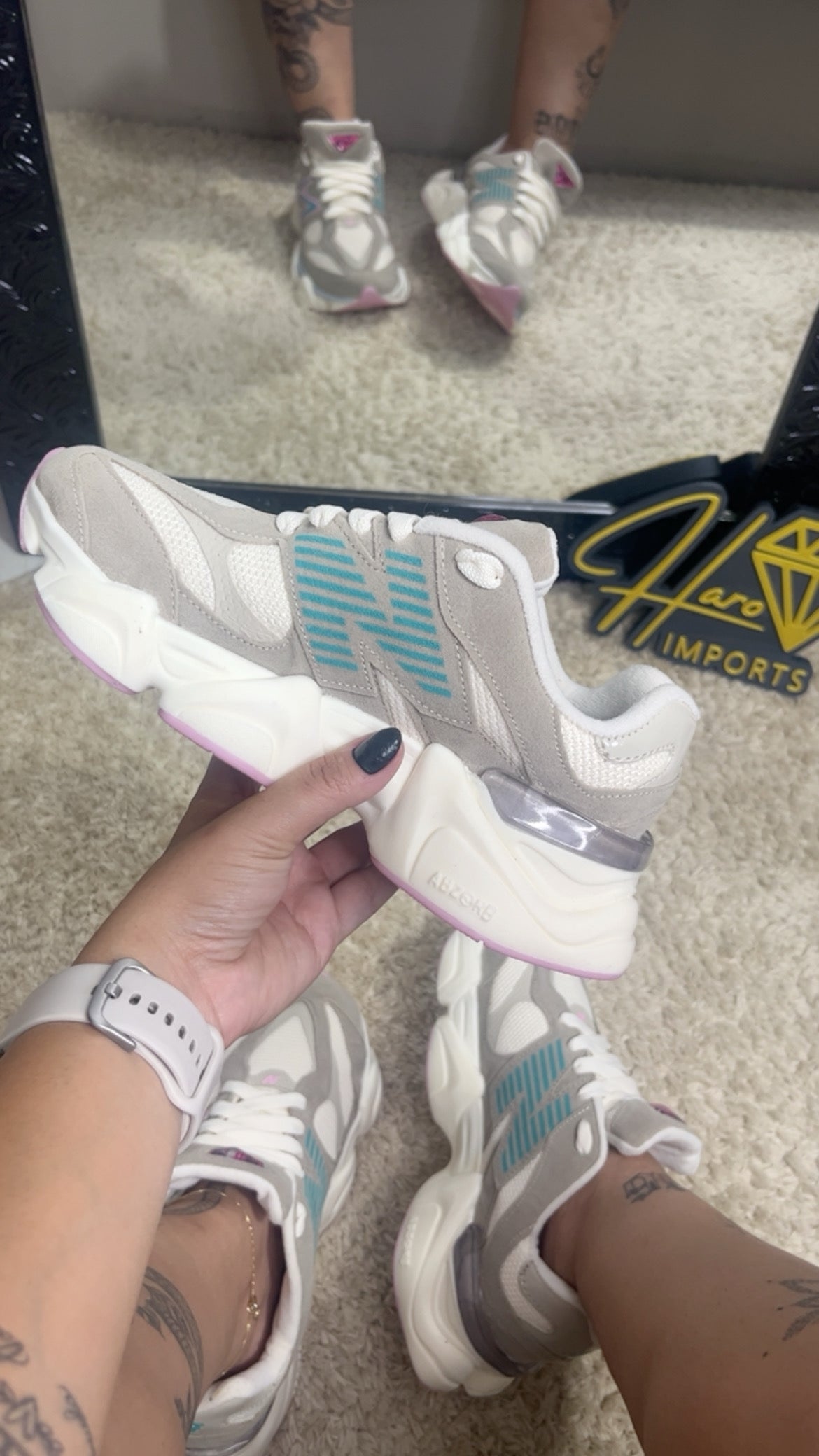 Tênis NB 9060 Cinza/Rosa/Azul